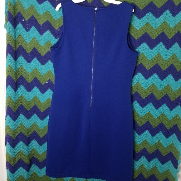 Nwot! Blue textured sheath dress Sz L - Picture 3 of 8